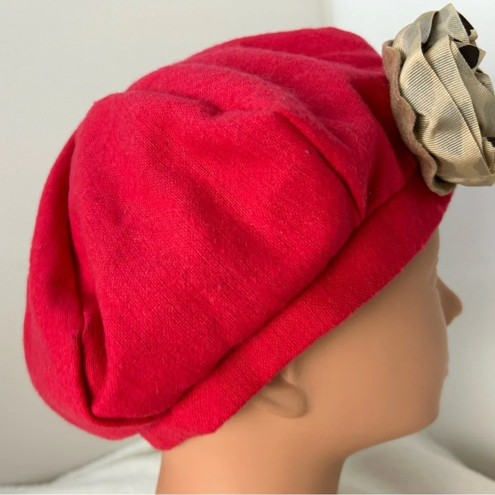 Gymboree Pink Barret Cap‎ with Tan Flower 8 and Up